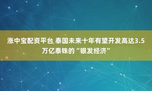 涨中宝配资平台 泰国未来十年有望开发高达3.5万亿泰铢的“银发经济”